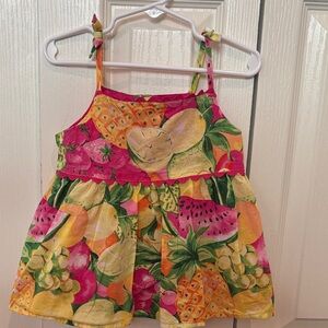 Janie and Jack Tropical Fruit Print Pink Yellow Green Sundress Top